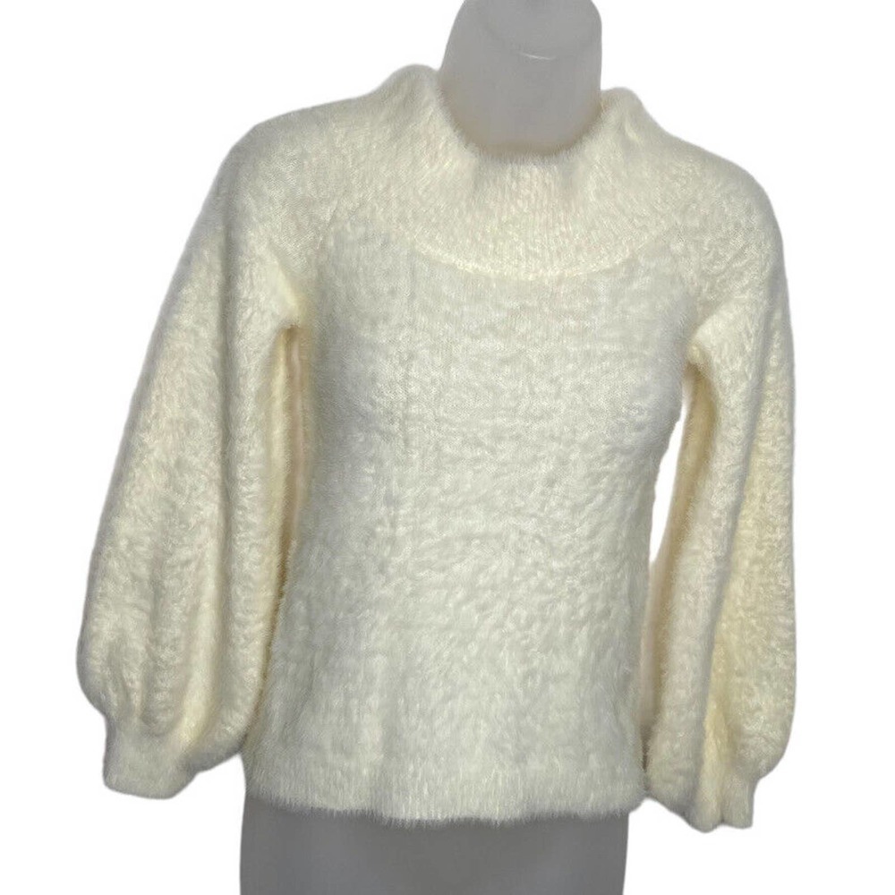 LULUS Eyelash Knit Sweater‎ Small Yellow Long Balloon Sleeves New Y2K Soft Cozy